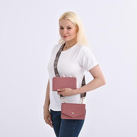 Stylish Crossbody Messenger Bag with Adjustable Strap & Card Slots - Pink