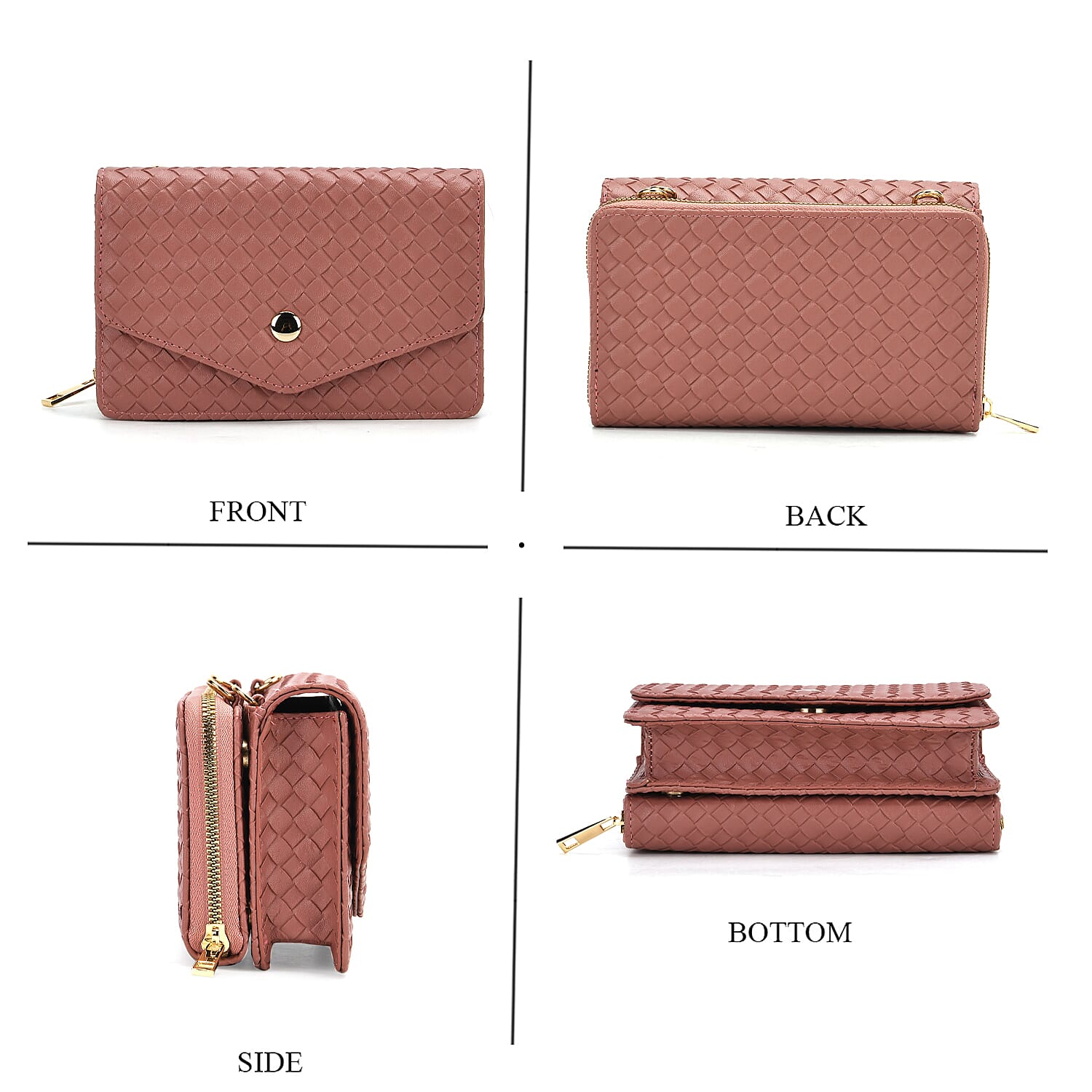 Stylish Crossbody Messenger Bag with Adjustable Strap & Card Slots - Pink