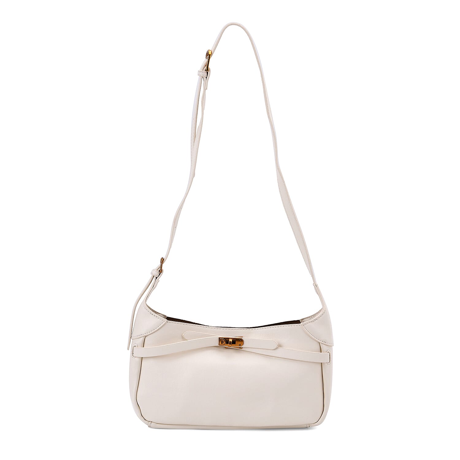 Elegant Off White Hobo Bag with Front Lock and Pouch Set Elegant Off White Hobo Bag with Front Lock and Pouch Set
