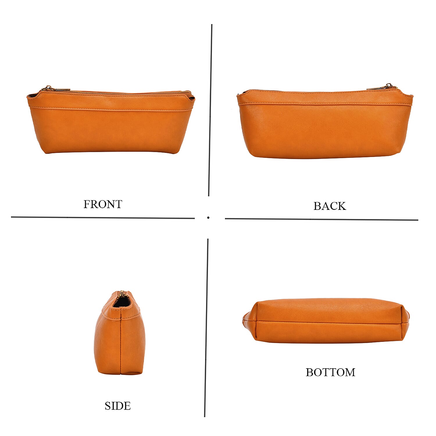 Elegant Hobo Bag with Front Lock and Pouch Set - Orange