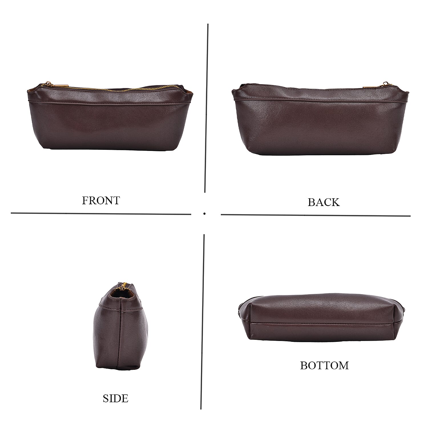 Elegant Hobo Bag with Front Lock and Pouch Set - Coffee