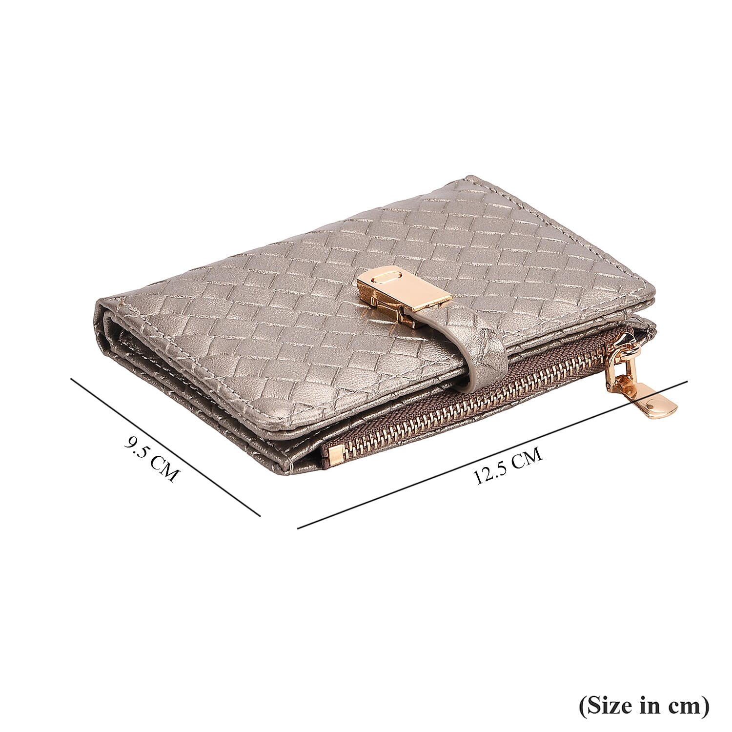 Designer Inspired-Compact RFID Protected Wallet with Gold Clasp - Gold