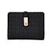 Designer Inspired-Compact RFID Protected Wallet with Gold Clasp - Black