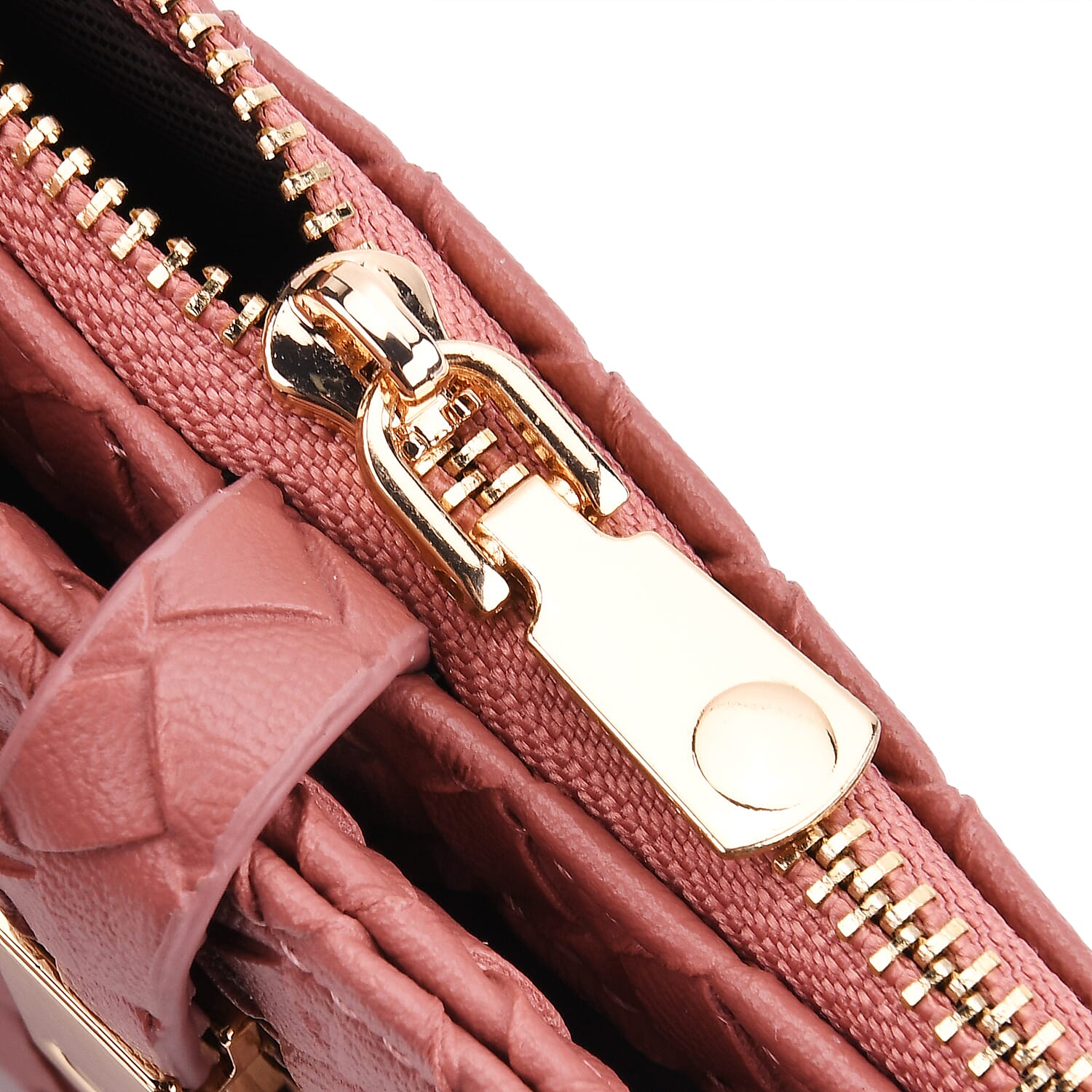 Designer Inspired-Compact RFID Protected Wallet with Gold Clasp - Red