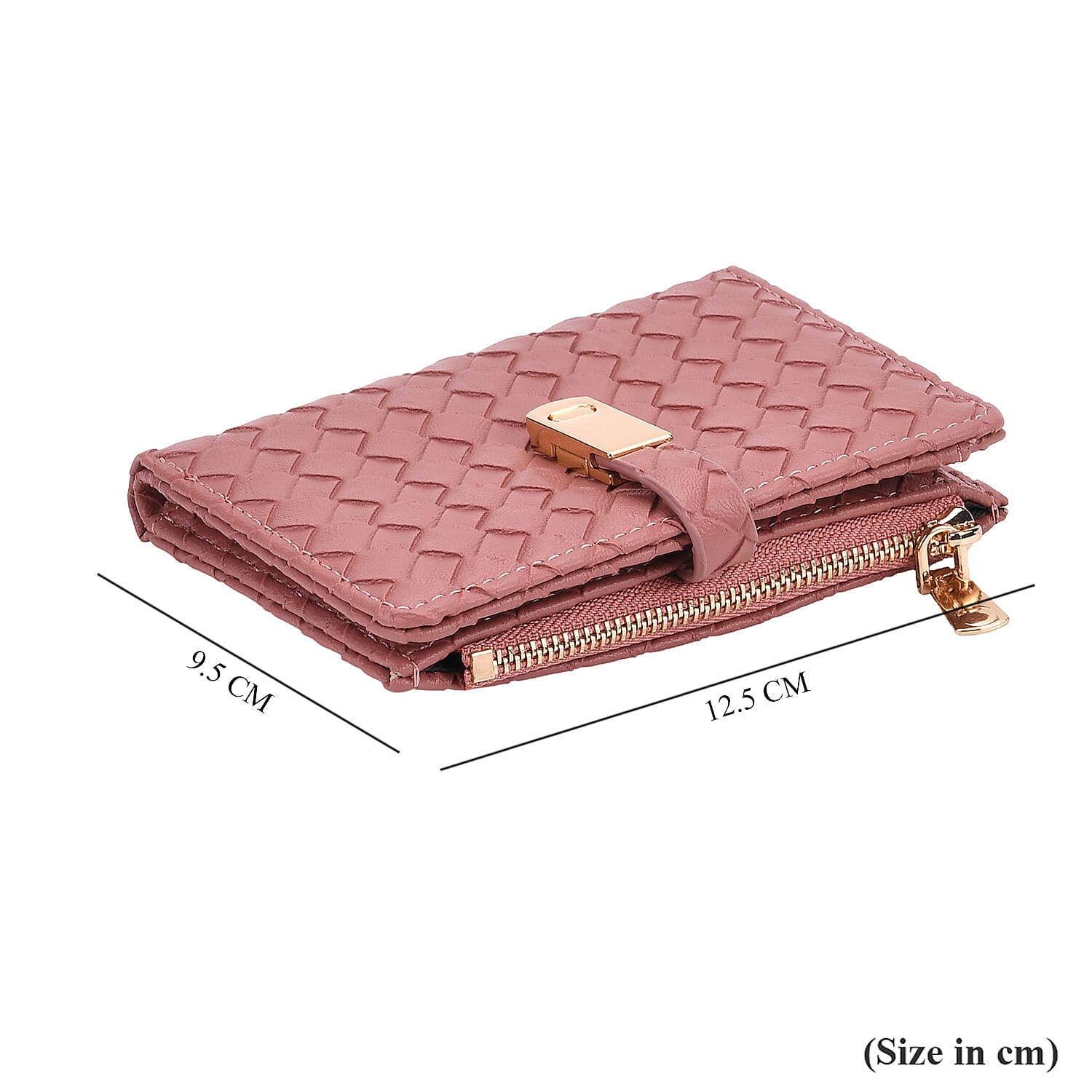 Designer Inspired-Compact RFID Protected Wallet with Gold Clasp - Red