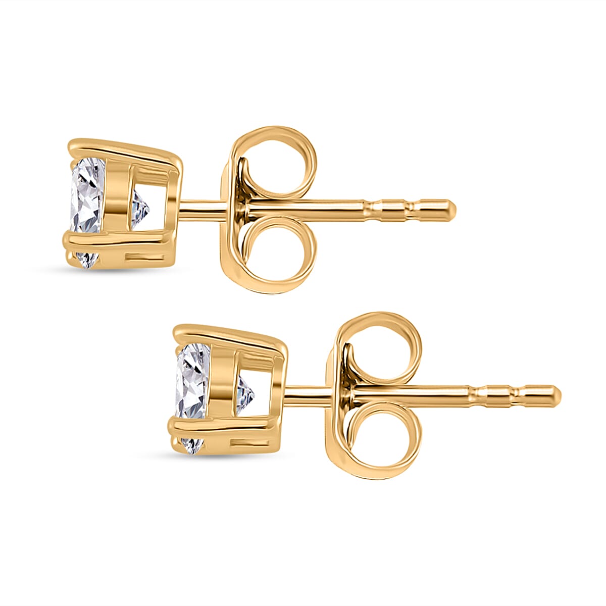 RADIANTA Moissanite - GRA Certified D-VVS1 Moissanite Solitaire Stud Push Post Earring in 18K Vermeil Yellow Gold Plated Sterling Silver 1.00 Ct.