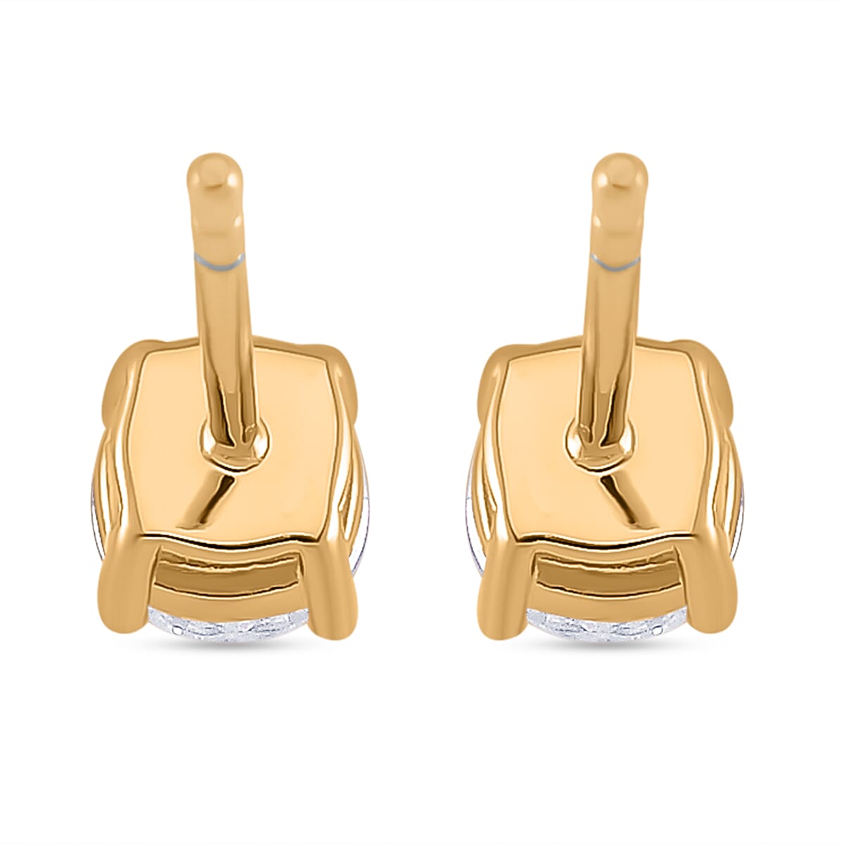 RADIANTA Moissanite - GRA Certified D-VVS1 Moissanite Solitaire Stud Push Post Earring in 18K Vermeil Yellow Gold Plated Sterling Silver 1.00 Ct.