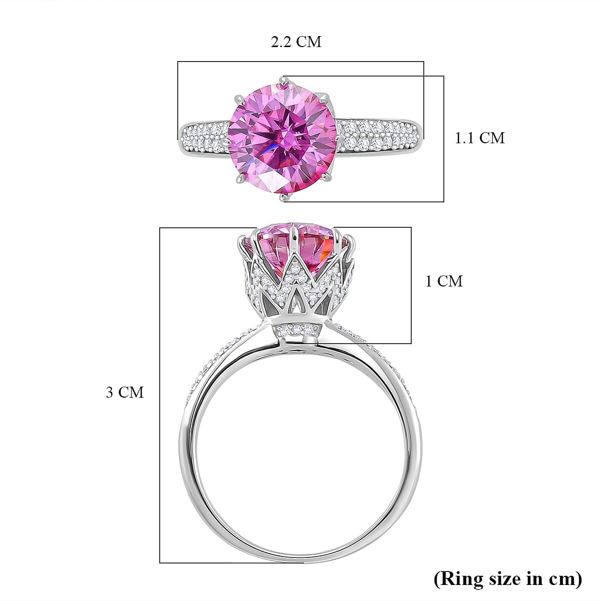 NEW ARRIVAL - Pink Lotus Moissanite Ring in Rhodium Overlay Sterling Silver 2.91 Ct. NEW ARRIVAL - Pink Lotus Moissanite Ring in Rhodium Overlay Sterling Silver 2.91 Ct.