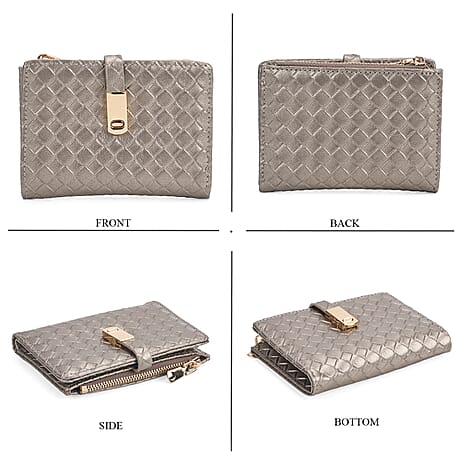 Designer Inspired - Woven Wallets with RFID Protection - Gold - Dark Green