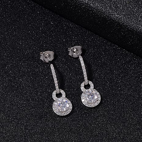 RADIANTA Premium D Colour VVS1 - GRA Certified D-VVS1 Moissanite Solitaire Stud Push Post Earring in Rhodium Overlay Sterling Silver 1.25 Ct.
