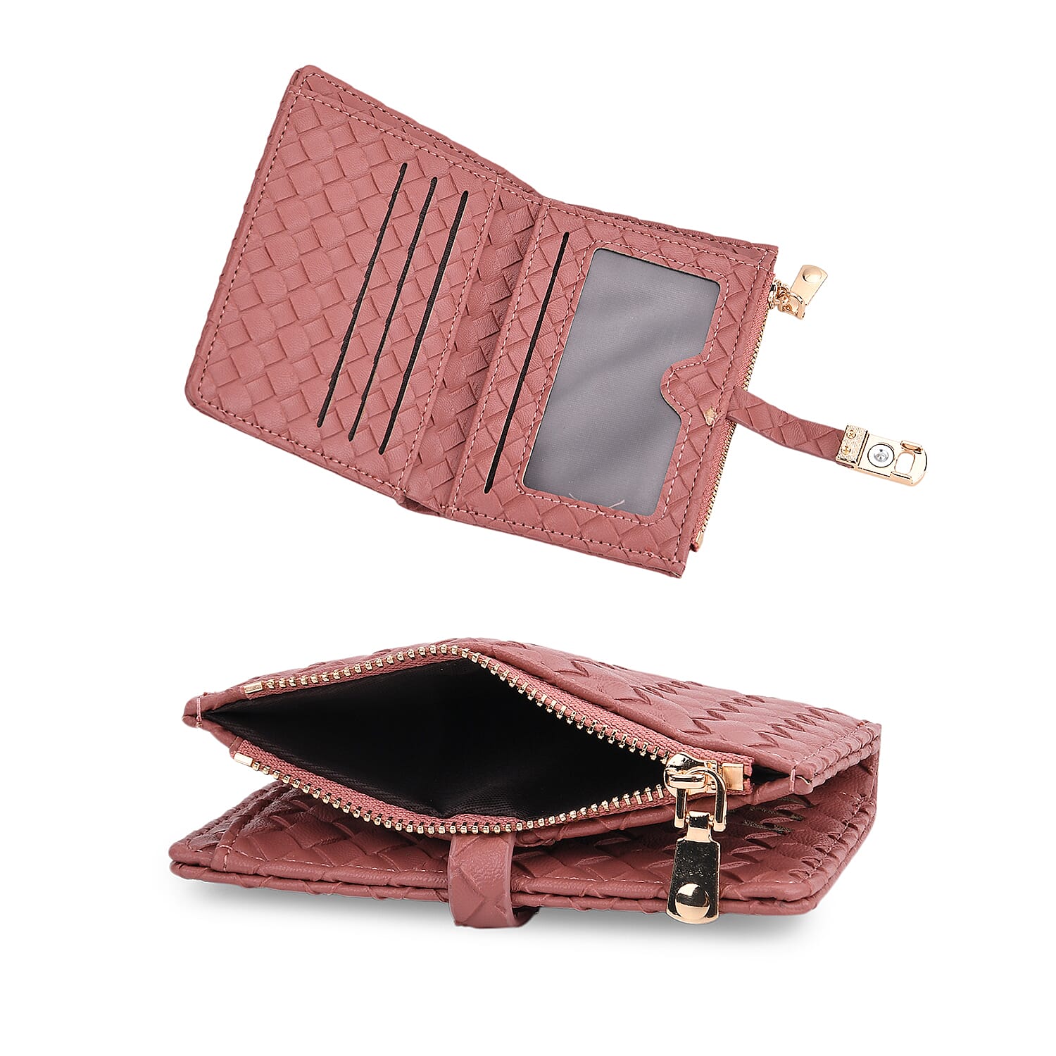 Designer Inspired - Woven Wallets with RFID Protection - Black - Dark Pink