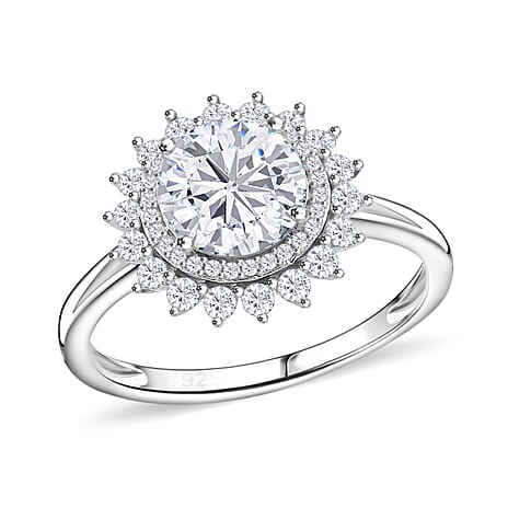 RADIANTA Moissanite - GRA Certified D-VVS1 Moissanite Ring in Rhodium Overlay Sterling Silver 2.31 Ct.