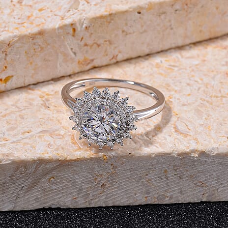 RADIANTA Moissanite - GRA Certified D-VVS1 Moissanite Ring in Rhodium Overlay Sterling Silver 2.31 Ct.