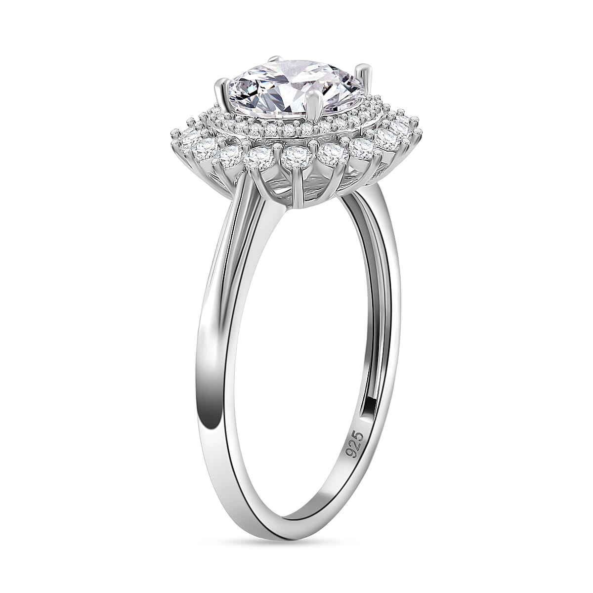 RADIANTA Premium Moissanite GRA Certified (VVS1-D) Moissanite Ring in Rhodium Overlay Sterling Silver 2.31 Ct.