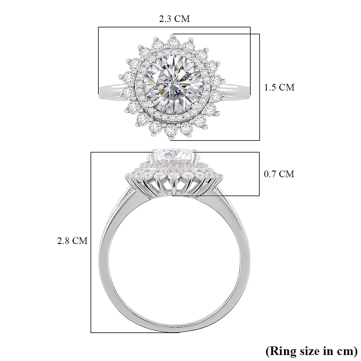 RADIANTA Premium Moissanite GRA Certified (VVS1-D) Moissanite Ring in Rhodium Overlay Sterling Silver 2.31 Ct.