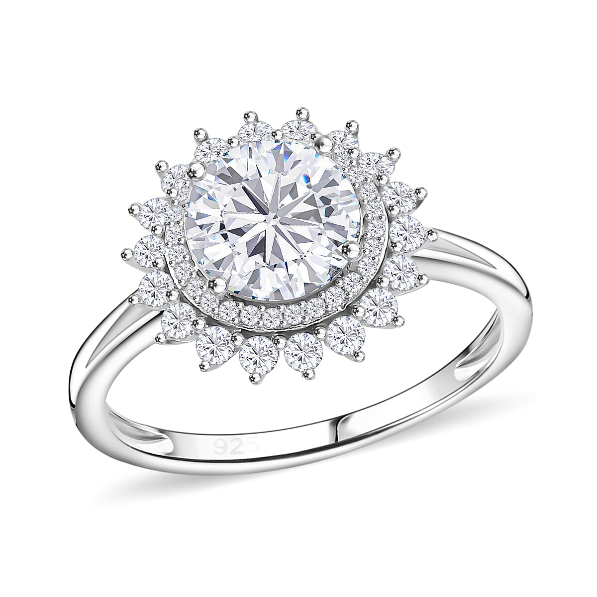RADIANTA GRA Certified Moissanite D-VVS1 Ring in Rhodium Overlay Sterling Silver 2.31 Ct.
