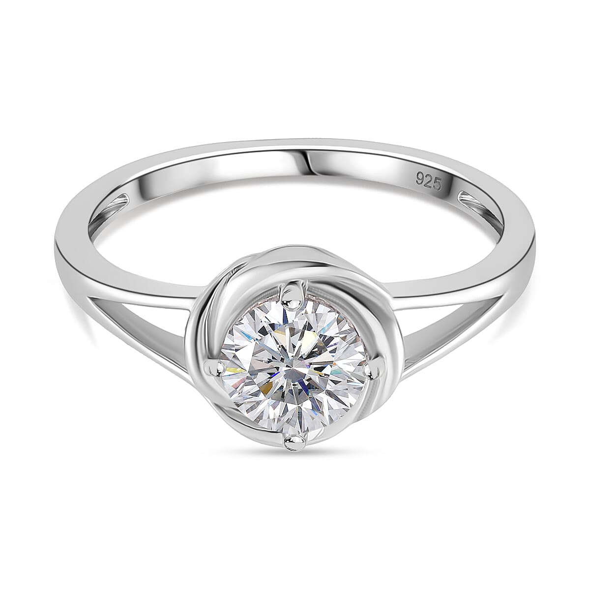 RADIANTA Premium Moissanite GRA Certified (VVS1-D) Solitaire Ring in Rhodium Overlay Sterling Silver