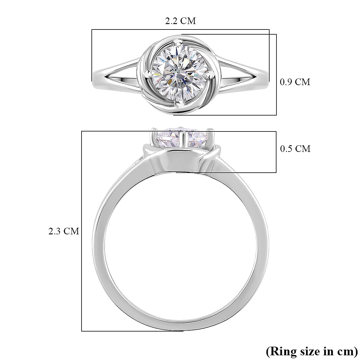 RADIANTA Premium Moissanite GRA Certified (VVS1-D) Solitaire Ring in Rhodium Overlay Sterling Silver