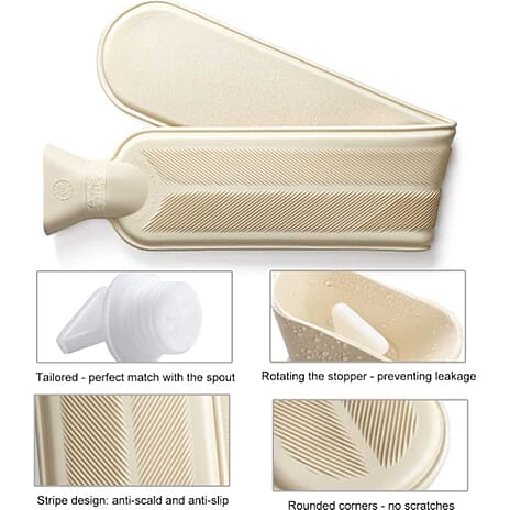 Cable Knitted Long Hot Water Bottle 2L - Grey