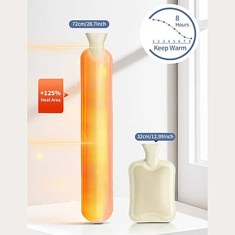 Cable Knitted Long Hot Water Bottle 2L - Grey