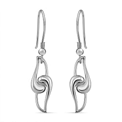 LucyQ - Entwine Drop Collection - Knot Drop Earring with Lever Back in Rhodium Overlay Sterling Silver