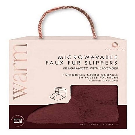 Aroma Home Faux Fur Slipper Boots with Inner Warming Pack (One Size) - Burgundy