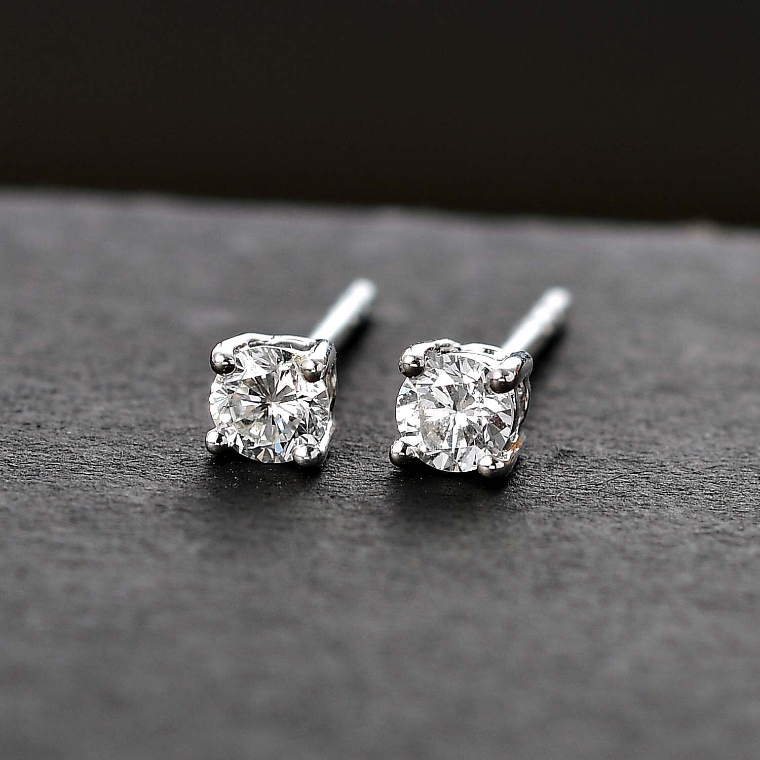 Luxuriant - 9K White Gold Lab Grown Diamond (SI-GH) Solitaire Earrings with Push Back