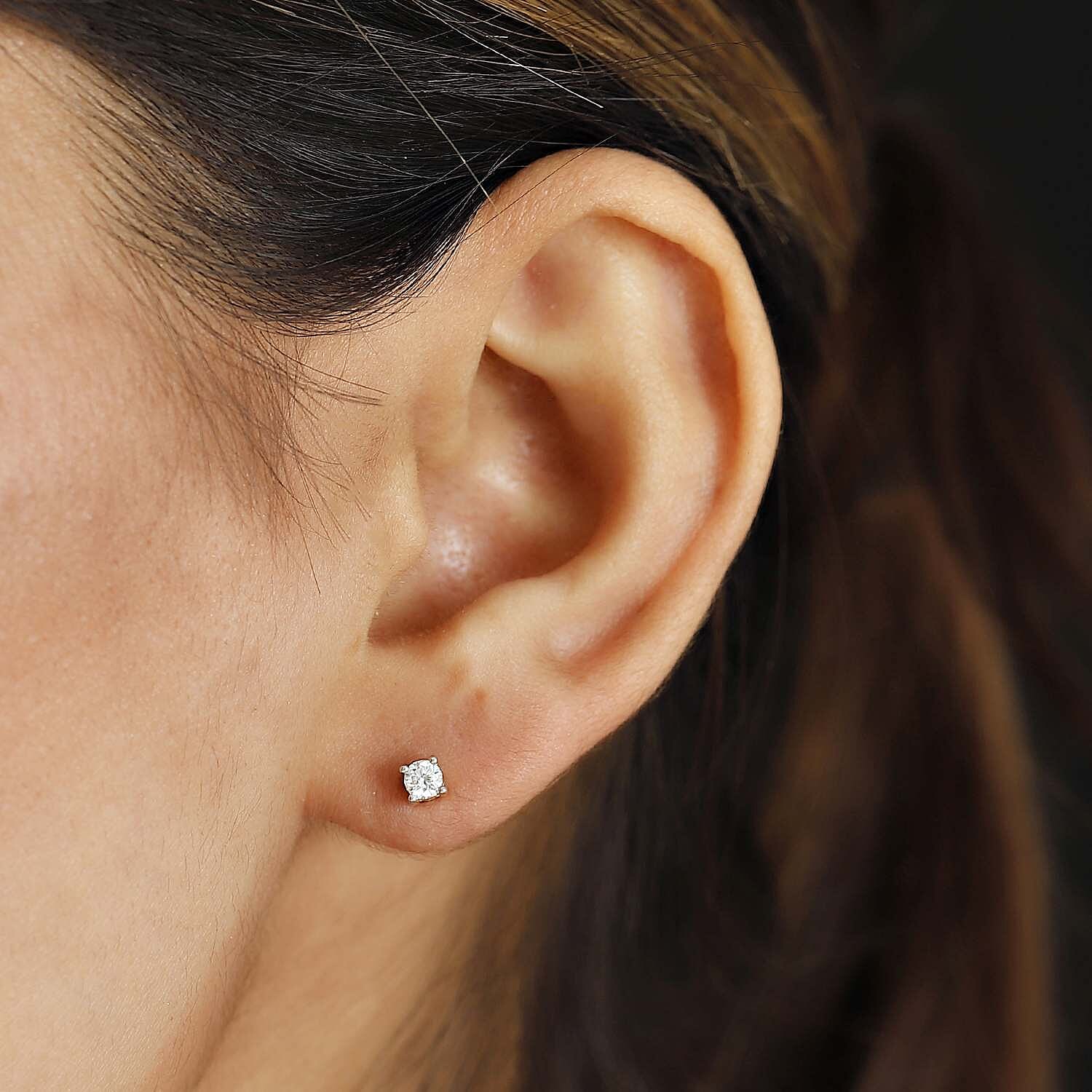 Luxuriant - 9K White Gold Lab Grown Diamond (SI-GH) Solitaire Earrings with Push Back