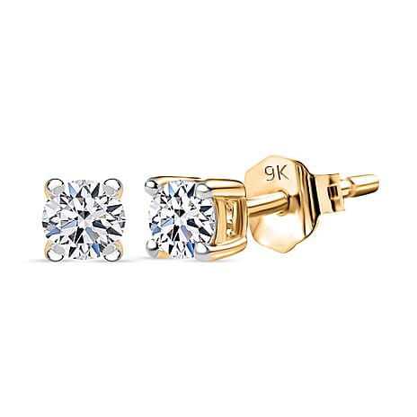 Luxuriant Diamond - 9K Yellow Gold Lab Grown Diamond (SI- GH) Solitaire Earrings With Push Back 0.25 Ct.