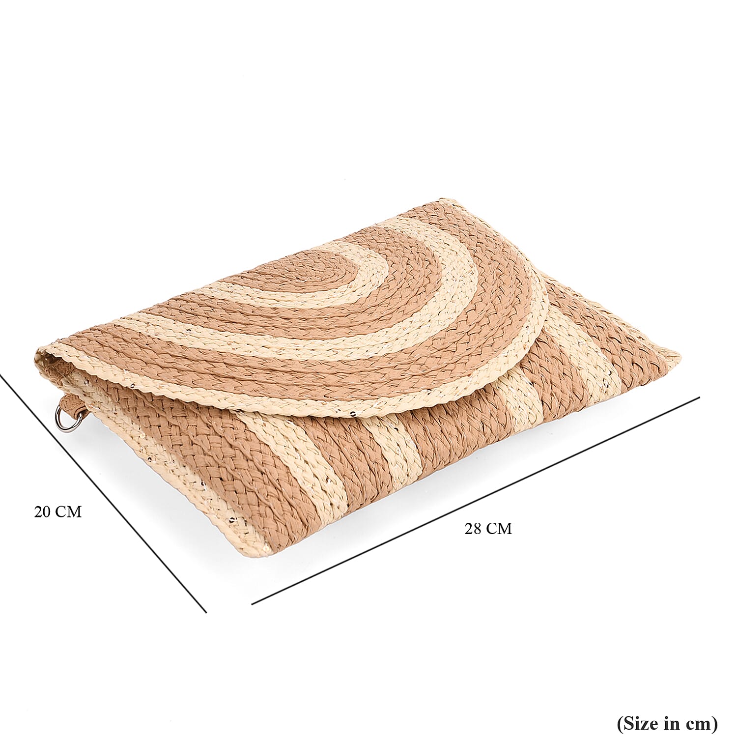 Bohemian Style Stripe Pattern Clutch with Long Adjustable Strap - Khaki & Beige