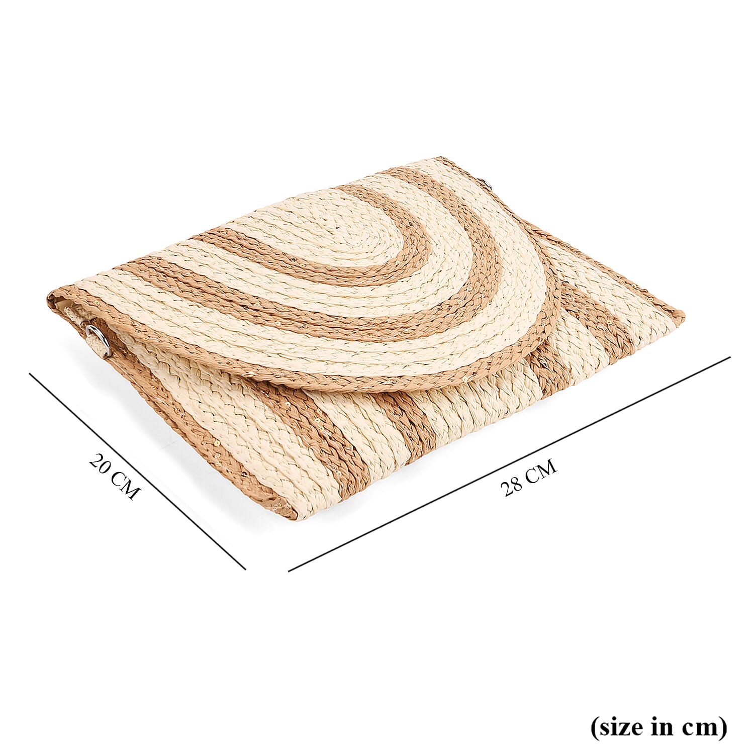 Bohemian Style Stripe Pattern Clutch with Long Adjustable Strap - Beige & Khaki