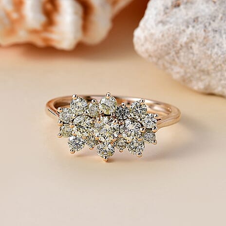 9K Yellow Gold Natural Yellow Diamond SGL Certified Boat Ring 1.00 Ct.
