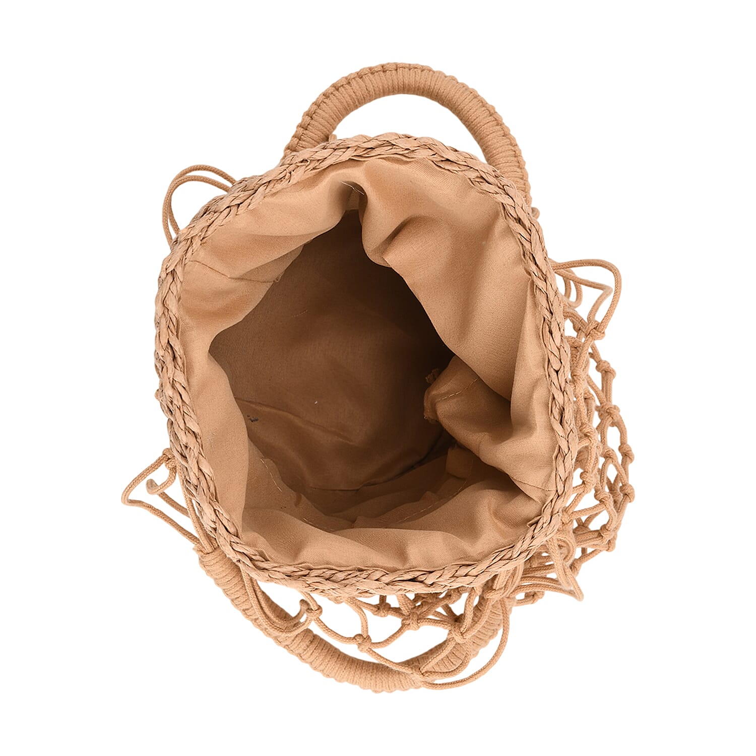 Bohemian Style Fishnet Bucket Bag - Khaki