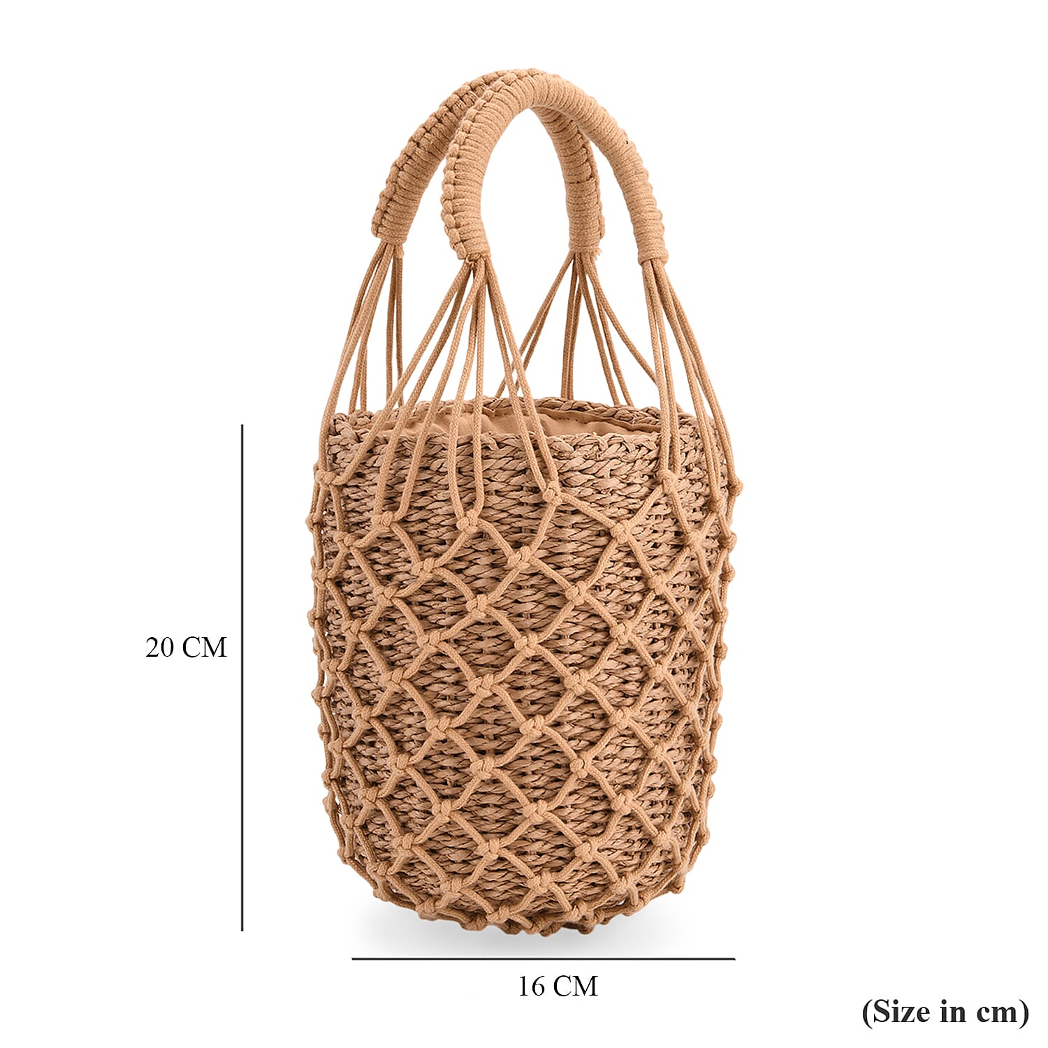 Bohemian Style Fishnet Bucket Bag - Khaki