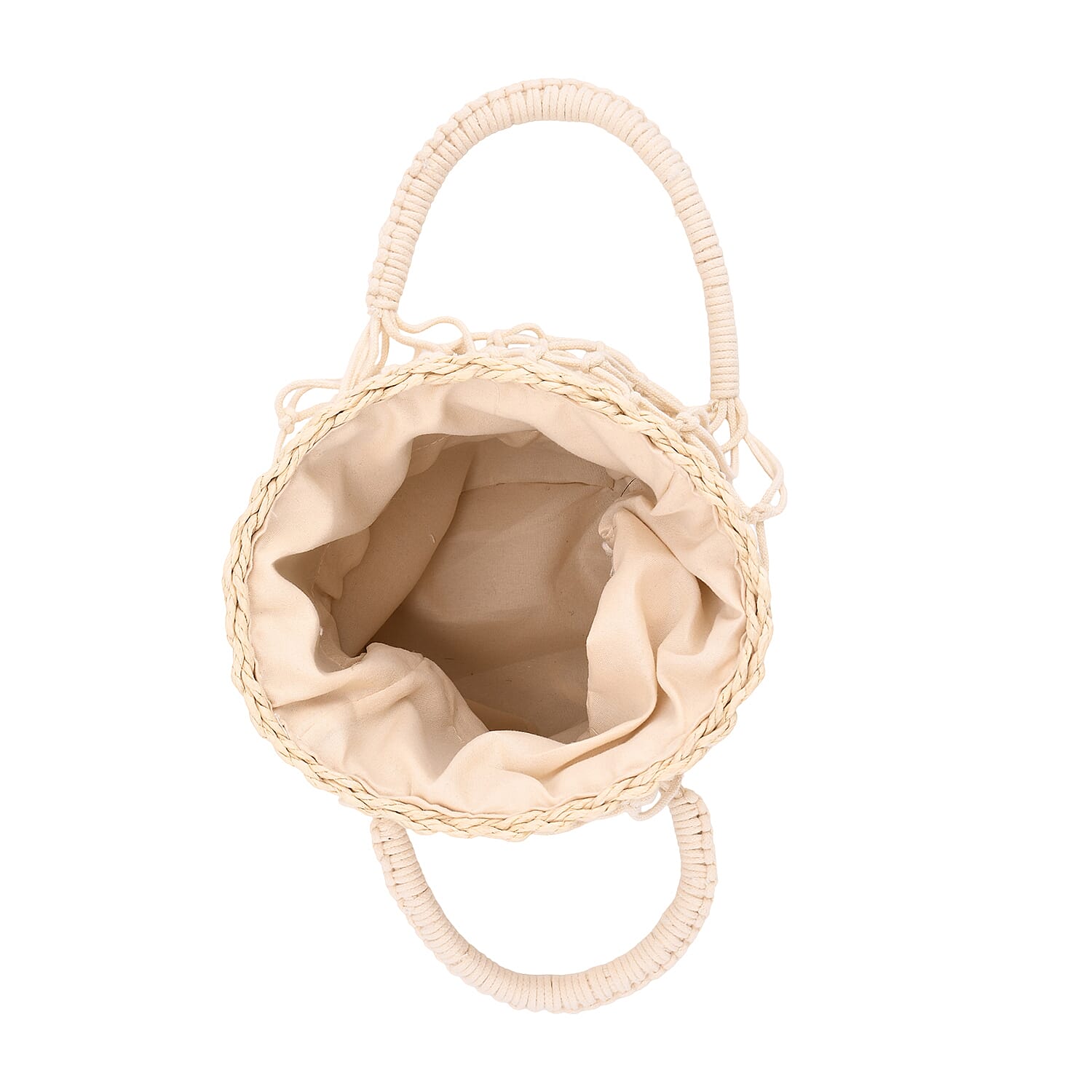 Bohemian Style Fishnet Bucket Bag - Beige