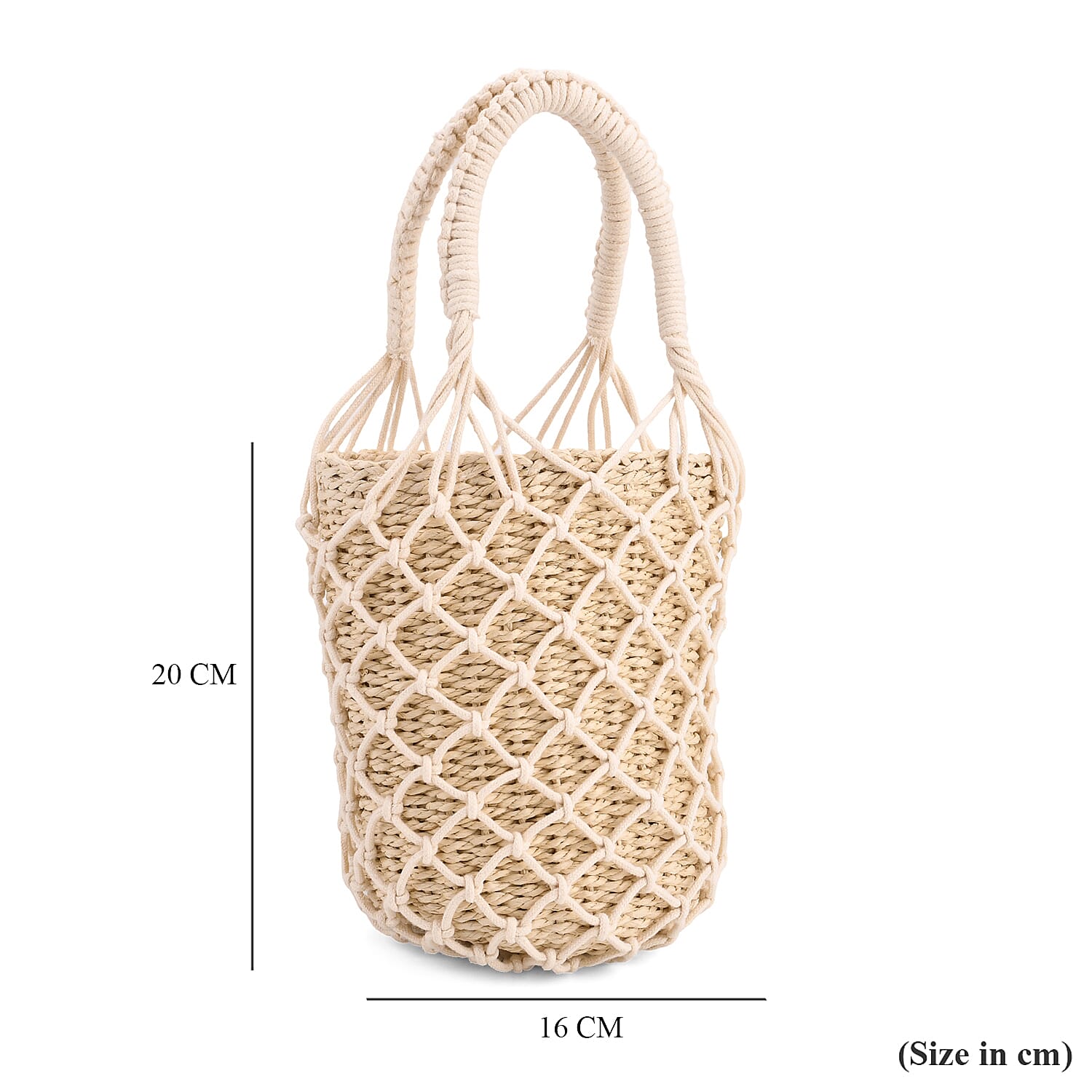 Bohemian Style Fishnet Bucket Bag - Beige
