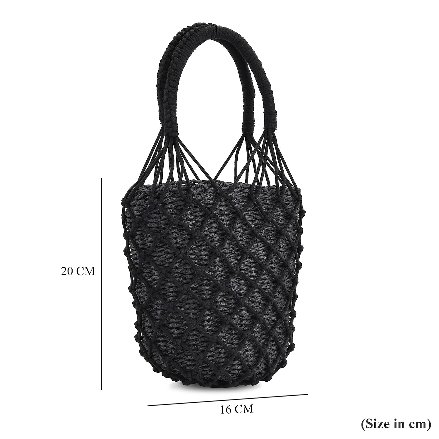 Bohemian Style Fishnet Bucket Bag - Black