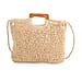 Bohemian Straw-Style Tote Bag with Top Handles - Brown
