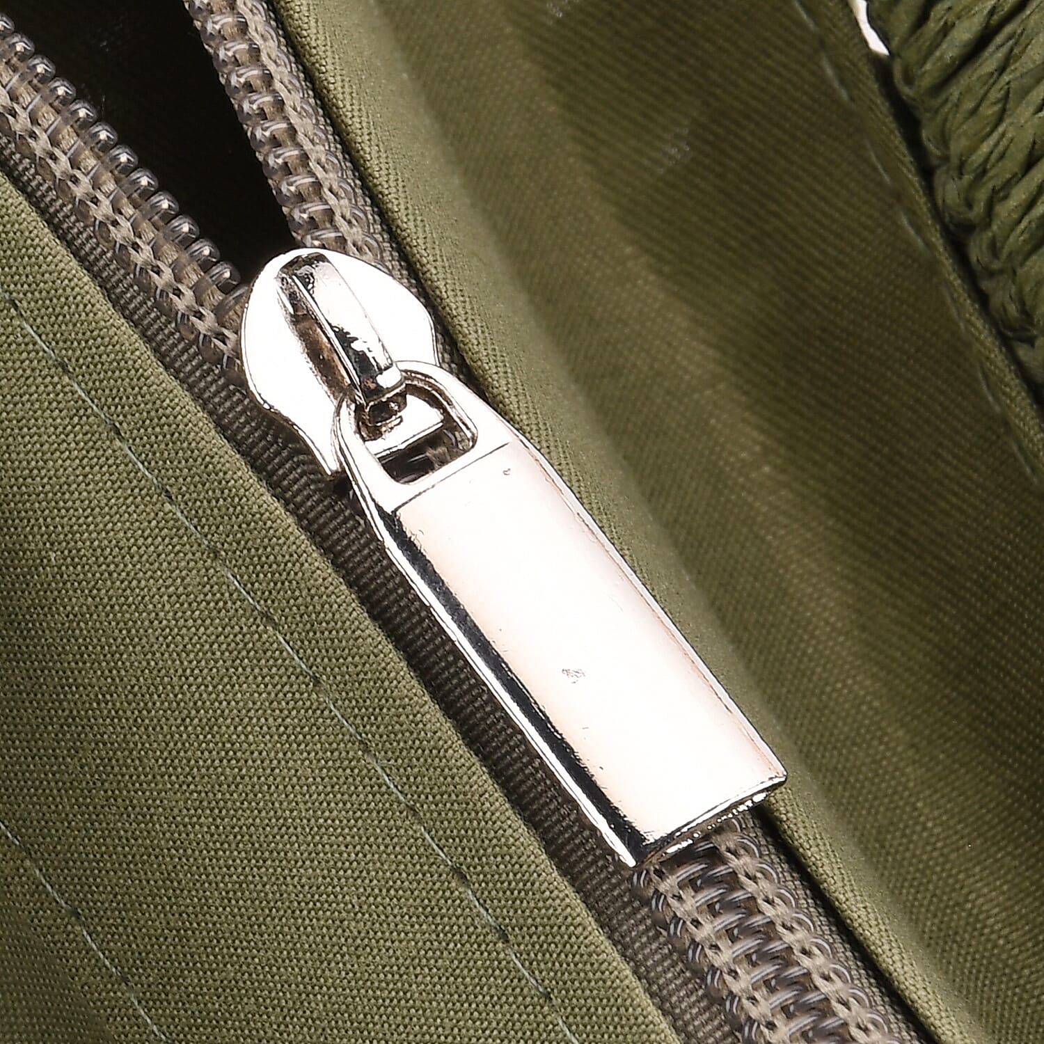 Bohemian Straw-Style Tote Bag with Top Handles - Green