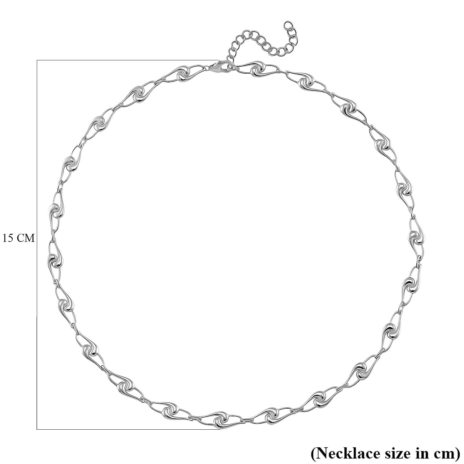 LucyQ - Entwine Drop Collection - Necklace (Size 20 with Ext) with Lobster Clasp in Rhodium Overlay Sterling Silver, Silver Wt. 21.90 Gms.