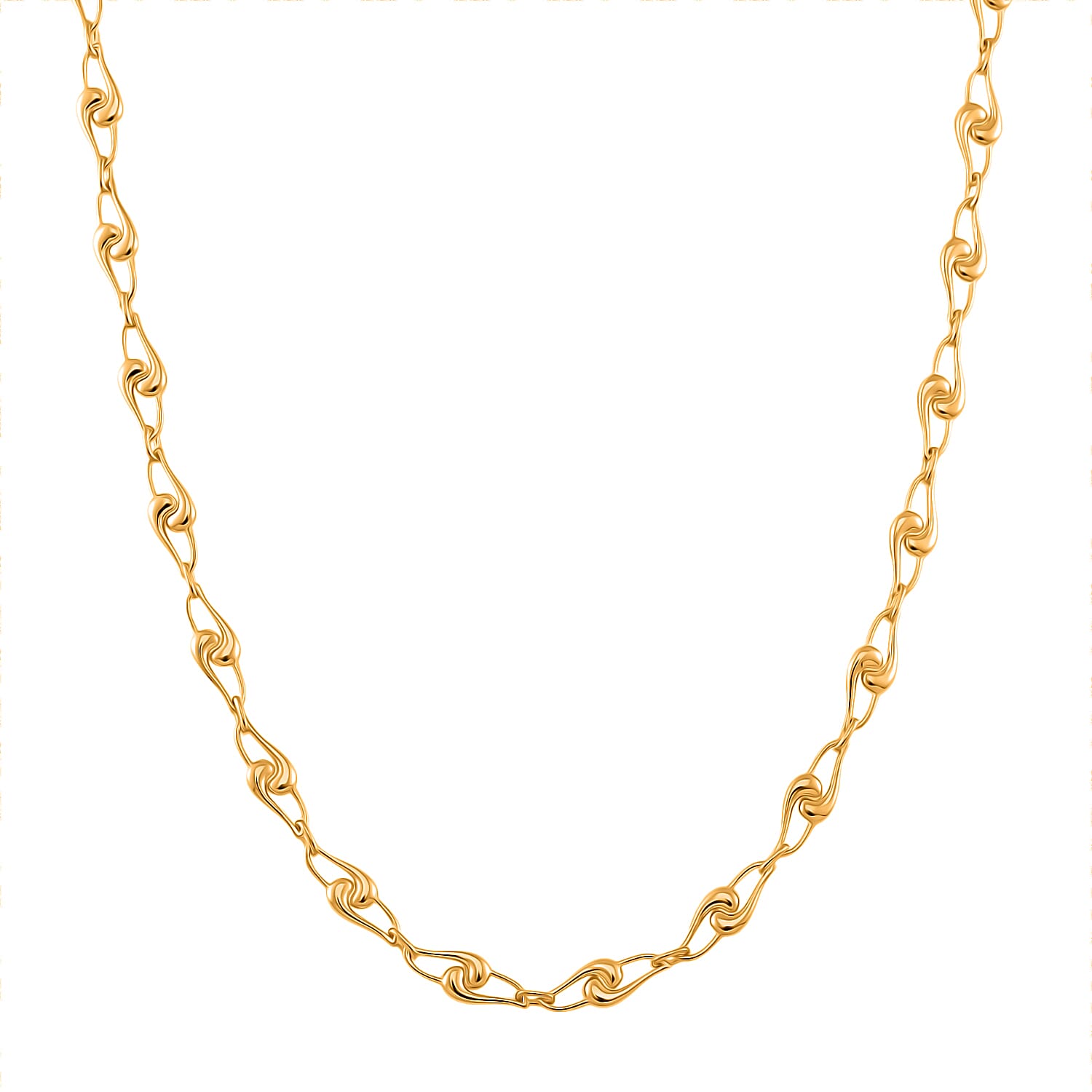 LucyQ- Jumbo Knot Link Drip Collection Necklace (Size - 20 with Ext) with Lobster Clasp in 18K Vermeil Yellow Gold Plated Sterling Silver, Silver Wt. 22.20 Gms.