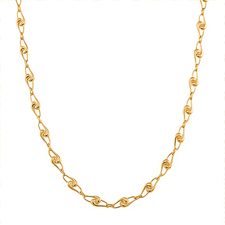 LucyQ- Jumbo Knot Link Drip Collection Necklace (Size - 20 with Ext) with Lobster Clasp in 18K Vermeil Yellow Gold Plated Sterling Silver, Silver Wt. 22.20 Gms.