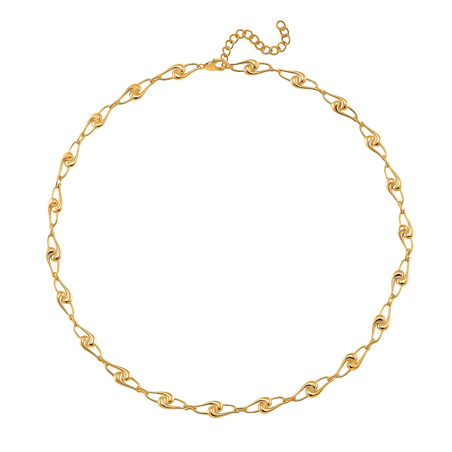 LucyQ- Jumbo Knot Link Drip Collection Necklace (Size - 20 with Ext) with Lobster Clasp in 18K Vermeil Yellow Gold Plated Sterling Silver, Silver Wt. 22.20 Gms.