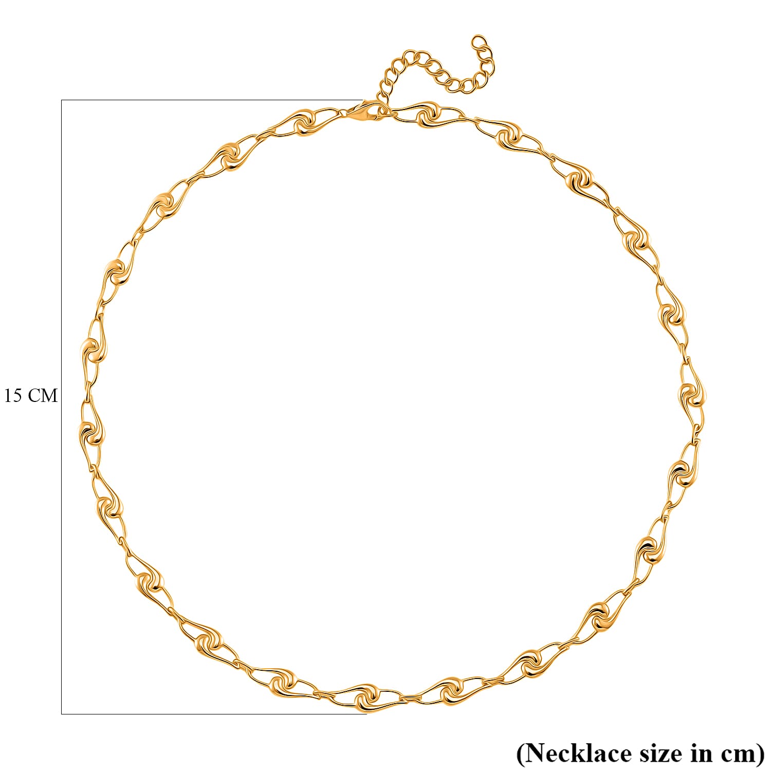 LucyQ- Jumbo Knot Link Drip Collection Necklace (Size - 20 with Ext) with Lobster Clasp in 18K Vermeil Yellow Gold Plated Sterling Silver, Silver Wt. 22.20 Gms.
