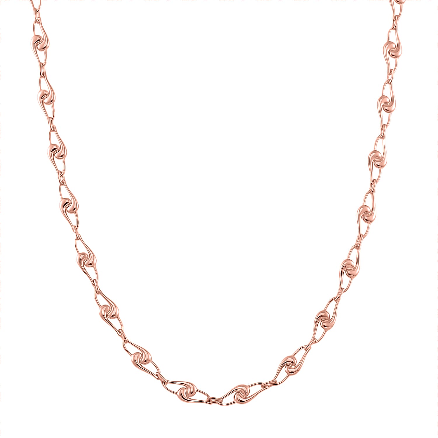 LucyQ- Entwine Drop Collection Necklace (Size - 20 with Ext) with Lobster Clasp in 18K Vermeil Rose Gold Plated Sterling Silver, Silver Wt. 21.80 Gms.