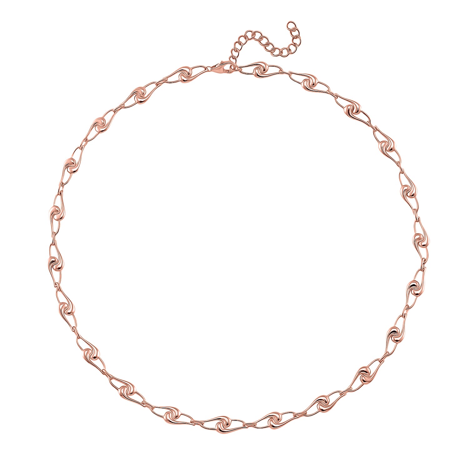 LucyQ- Entwine Drop Collection Necklace (Size - 20 with Ext) with Lobster Clasp in 18K Vermeil Rose Gold Plated Sterling Silver, Silver Wt. 21.80 Gms.