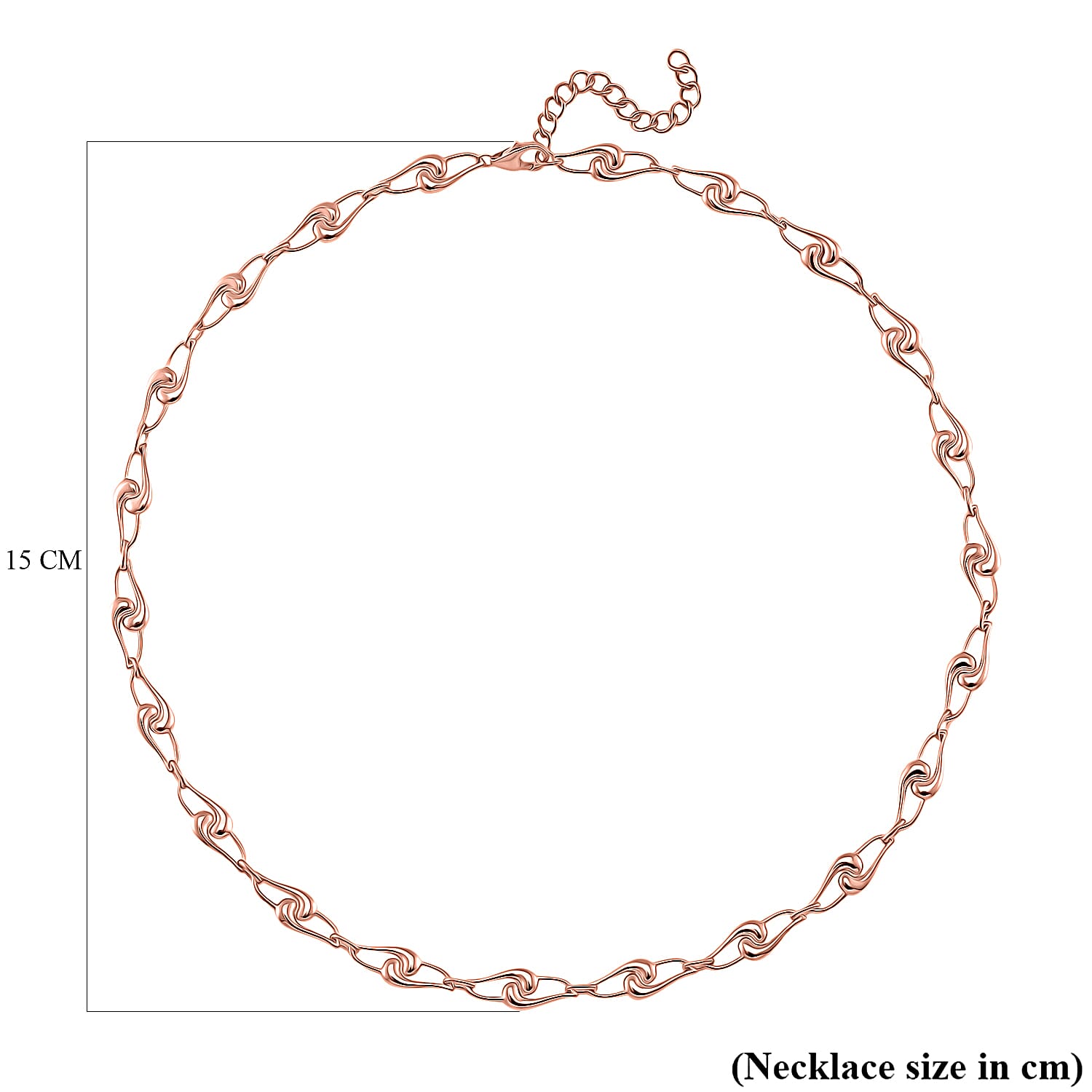 LucyQ- Entwine Drop Collection Necklace (Size - 20 with Ext) with Lobster Clasp in 18K Vermeil Rose Gold Plated Sterling Silver, Silver Wt. 21.80 Gms.