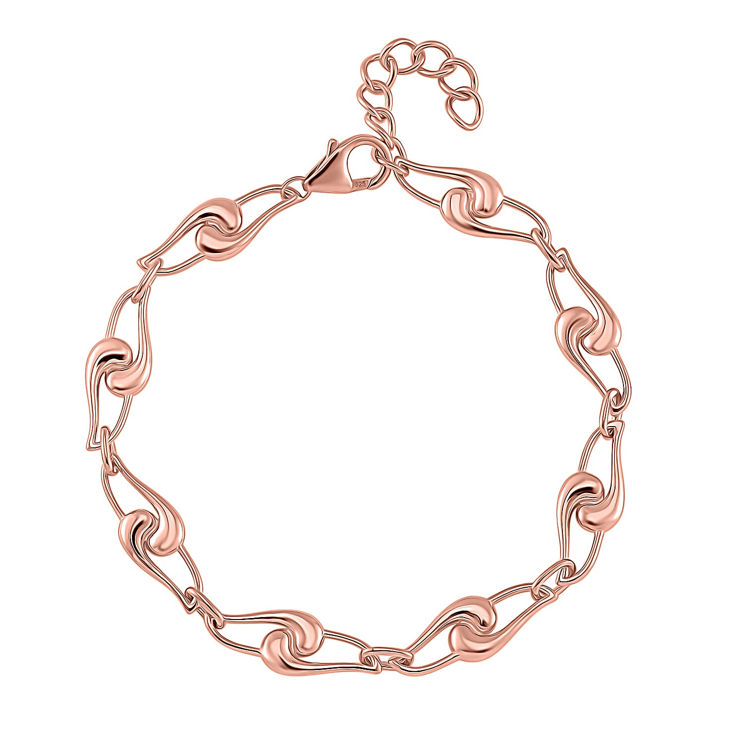 LucyQ - Entwine Drop Collection - Bracelet (Size - 7.5 with Ext) in 18K Vermeil Rose Gold Plated Sterling Silver, Silver Wt. 8.20 Gms.