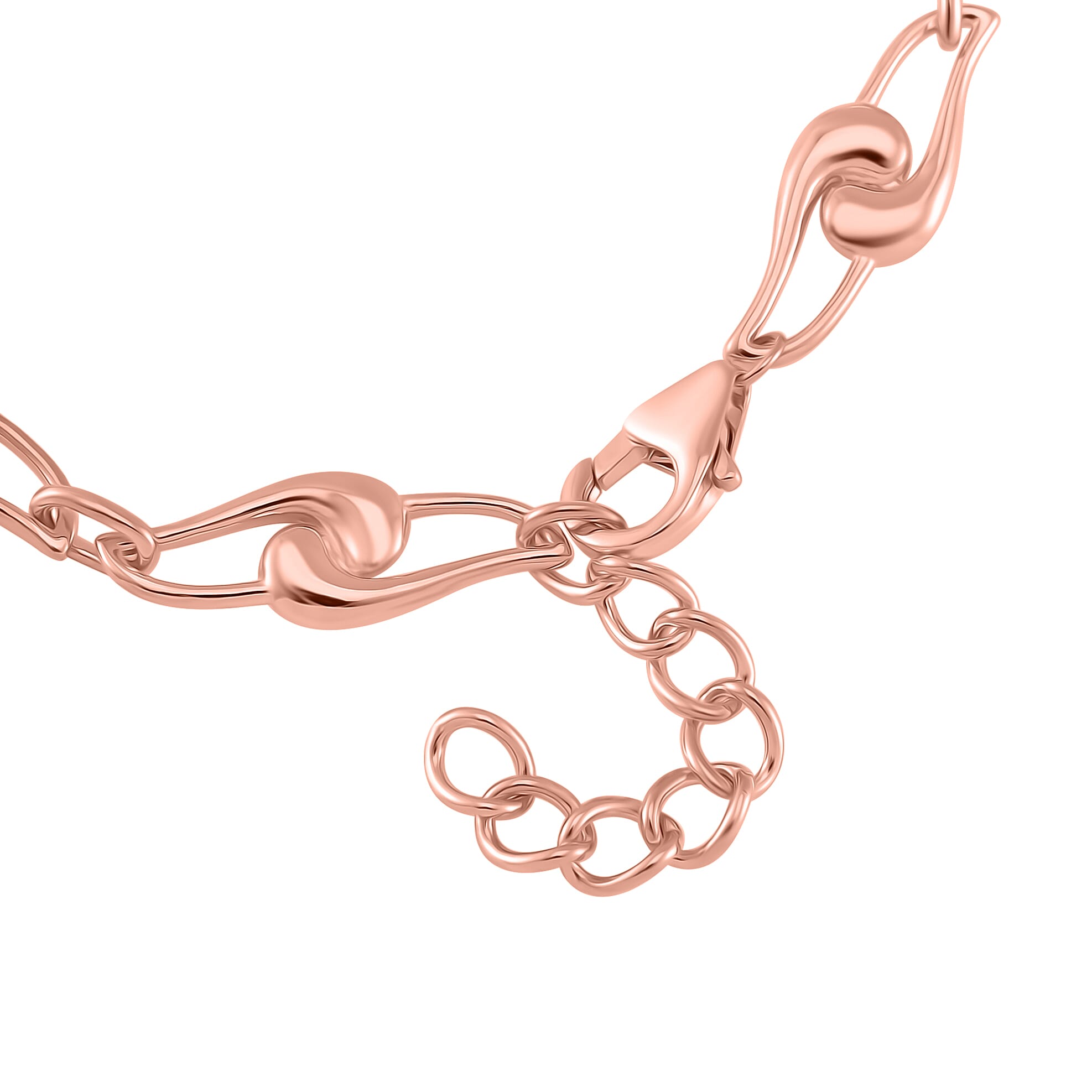 LucyQ - Entwine Drop Collection - Bracelet (Size - 7.5 with Ext) in 18K Vermeil Rose Gold Plated Sterling Silver, Silver Wt. 8.20 Gms.