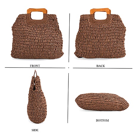 Patterned Tote Bag (Size 44x38x1 cm) - Brown & Beige